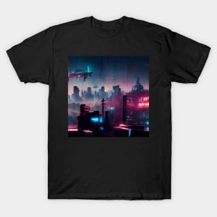 Neon Haze - Cyberpunk Cityscape T-Shirt